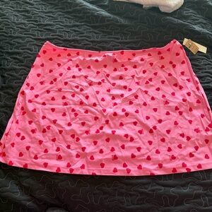 NWT PINK Victoria's Secret Pink Swim Coverup Skirt with Red Heart Print